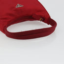PRADA Hand Pouch Nylon Red Silver Auth 184157-7