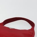PRADA Hand Pouch Nylon Red Silver Auth 184157-8
