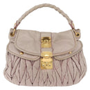 Miu Miu Matelasse Shoulder Bag Leather 2way Beige Gold Auth 184159A-13