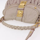 Miu Miu Matelasse Shoulder Bag Leather 2way Beige Gold Auth 184159A-6