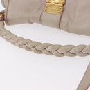 Miu Miu Matelasse Shoulder Bag Leather 2way Beige Gold Auth 184159A-7