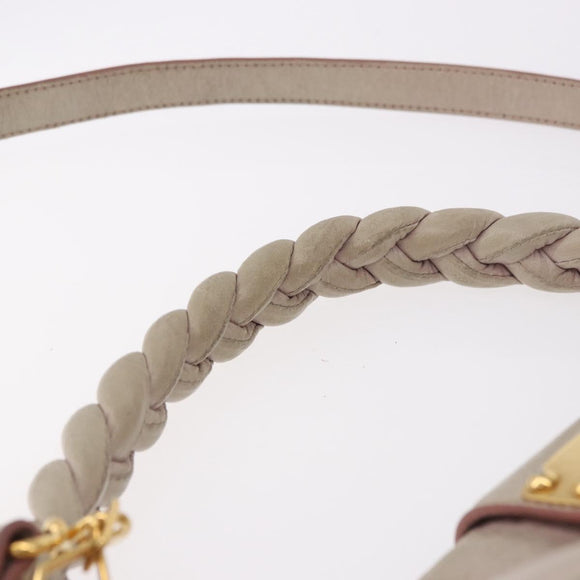 Miu Miu Matelasse Shoulder Bag Leather 2way Beige Gold Auth 184159A