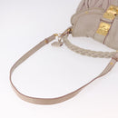 Miu Miu Matelasse Shoulder Bag Leather 2way Beige Gold Auth 184159A-9