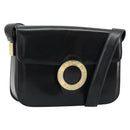 CELINE Circle Shoulder Bag Leather Black Gold Auth 184161A-1