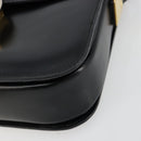 CELINE Circle Shoulder Bag Leather Black Gold Auth 184161A-14