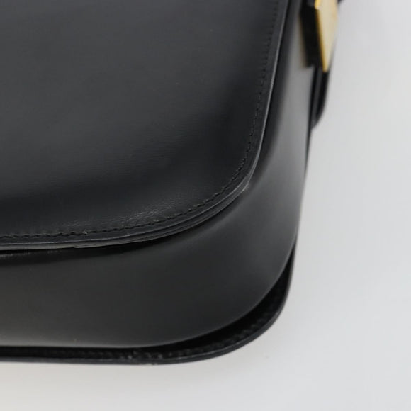 CELINE Circle Shoulder Bag Leather Black Gold Auth 184161A