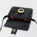 CELINE Circle Shoulder Bag Leather Black Gold Auth 184161A-19