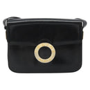 CELINE Circle Shoulder Bag Leather Black Gold Auth 184161A-13