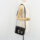CELINE Circle Shoulder Bag Leather Black Gold Auth 184161A-27