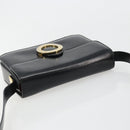 CELINE Circle Shoulder Bag Leather Black Gold Auth 184161A-6