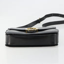 CELINE Circle Shoulder Bag Leather Black Gold Auth 184161A-5