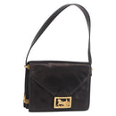 CELINE Horse Carriage Shoulder Bag Leather Black Gold Auth 184168-1