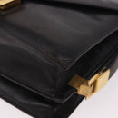 CELINE Horse Carriage Shoulder Bag Leather Black Gold Auth 184168-11