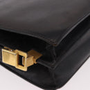 CELINE Horse Carriage Shoulder Bag Leather Black Gold Auth 184168-12
