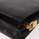 CELINE Horse Carriage Shoulder Bag Leather Black Gold Auth 184168-13