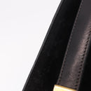CELINE Horse Carriage Shoulder Bag Leather Black Gold Auth 184168-15