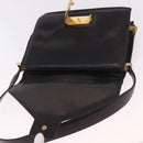 CELINE Horse Carriage Shoulder Bag Leather Black Gold Auth 184168-17