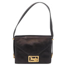 CELINE Horse Carriage Shoulder Bag Leather Black Gold Auth 184168-2