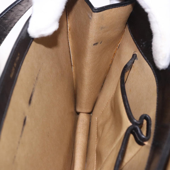 CELINE Horse Carriage Shoulder Bag Leather Black Gold Auth 184168