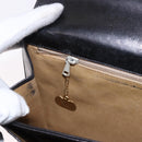 CELINE Horse Carriage Shoulder Bag Leather Black Gold Auth 184168-24