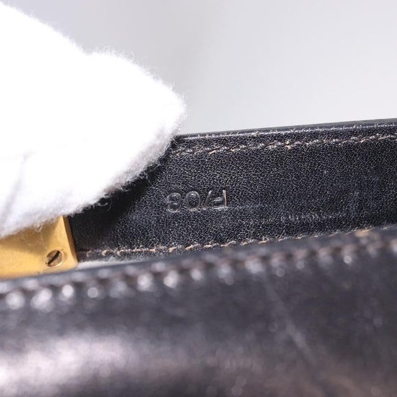 CELINE Horse Carriage Shoulder Bag Leather Black Gold Auth 184168