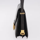 CELINE Horse Carriage Shoulder Bag Leather Black Gold Auth 184168-4