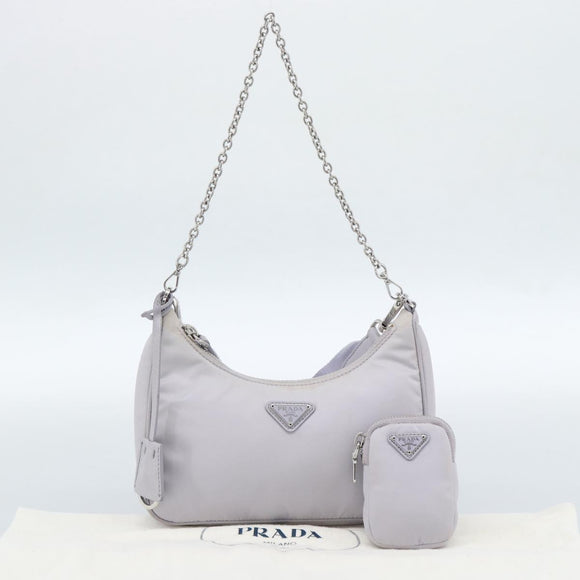 PRADA Shoulder Bag Nylon Purple Silver Auth 184170V