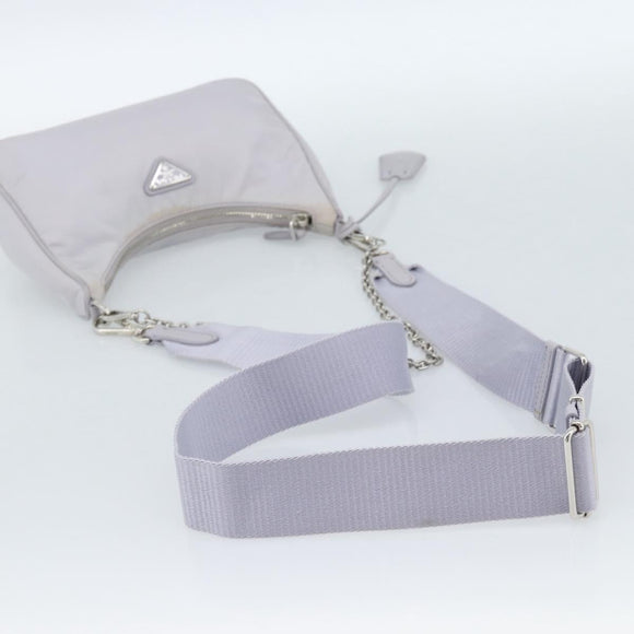 PRADA Shoulder Bag Nylon Purple Silver Auth 184170V