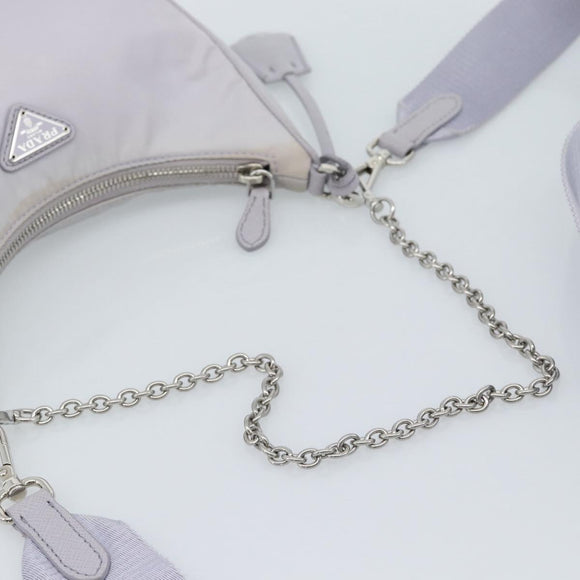 PRADA Shoulder Bag Nylon Purple Silver Auth 184170V