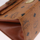 MCM Vicetos Logogram Hand Bag PVC Leather 2way Brown Gold Auth 184176A-16