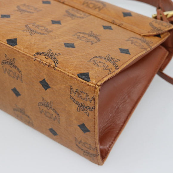 MCM Vicetos Logogram Hand Bag PVC Leather 2way Brown Gold Auth 184176A
