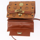 MCM Vicetos Logogram Hand Bag PVC Leather 2way Brown Gold Auth 184176A-21
