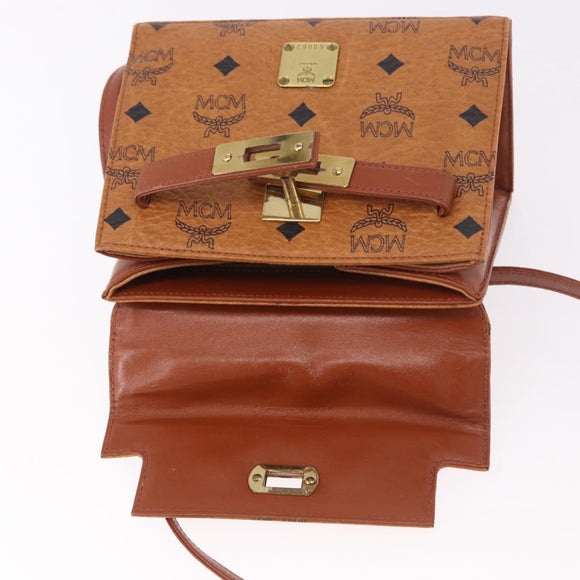 MCM Vicetos Logogram Hand Bag PVC Leather 2way Brown Gold Auth 184176A