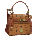 MCM Vicetos Logogram Hand Bag PVC Leather 2way Brown Gold Auth 184176A-1