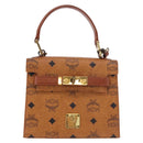 MCM Vicetos Logogram Hand Bag PVC Leather 2way Brown Gold Auth 184176A-13