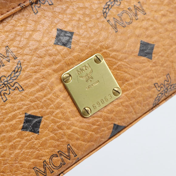 MCM Vicetos Logogram Hand Bag PVC Leather 2way Brown Gold Auth 184176A