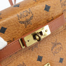 MCM Vicetos Logogram Hand Bag PVC Leather 2way Brown Gold Auth 184176A-23