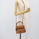 MCM Vicetos Logogram Hand Bag PVC Leather 2way Brown Gold Auth 184176A-29