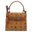 MCM Vicetos Logogram Hand Bag PVC Leather 2way Brown Gold Auth 184176A-13