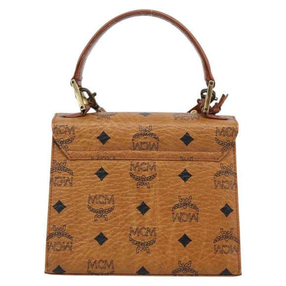 MCM Vicetos Logogram Hand Bag PVC Leather 2way Brown Gold Auth 184176A
