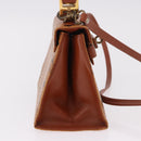 MCM Vicetos Logogram Hand Bag PVC Leather 2way Brown Gold Auth 184176A-4