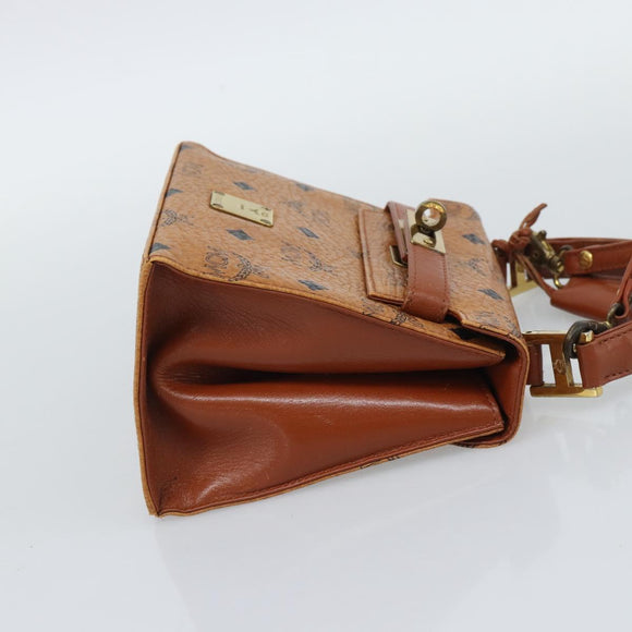 MCM Vicetos Logogram Hand Bag PVC Leather 2way Brown Gold Auth 184176A