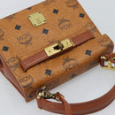MCM Vicetos Logogram Hand Bag PVC Leather 2way Brown Gold Auth 184176A-6