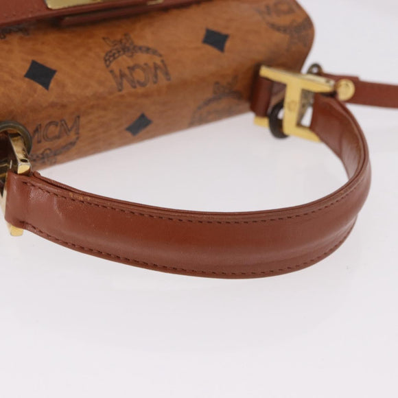 MCM Vicetos Logogram Hand Bag PVC Leather 2way Brown Gold Auth 184176A