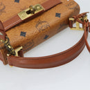 MCM Vicetos Logogram Hand Bag PVC Leather 2way Brown Gold Auth 184176A-7