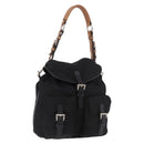 PRADA Shoulder Bag Nylon Black Silver Auth 184177A-1