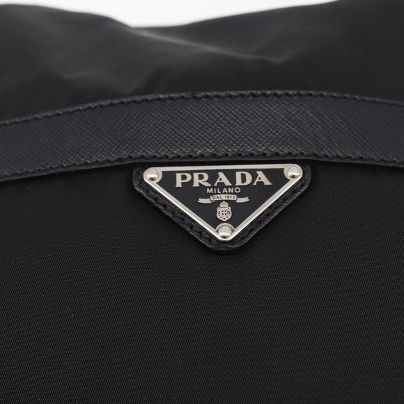 PRADA Shoulder Bag Nylon Black Silver Auth 184177A