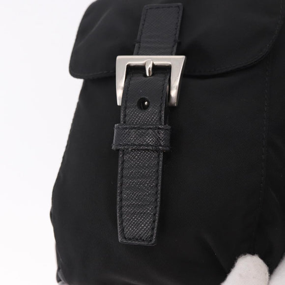 PRADA Shoulder Bag Nylon Black Silver Auth 184177A