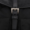 PRADA Shoulder Bag Nylon Black Silver Auth 184177A-20