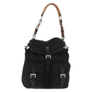 PRADA Shoulder Bag Nylon Black Silver Auth 184177A-13